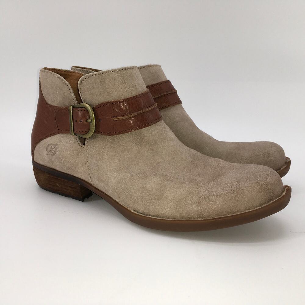 Born Kati Boot Cream Brown Suede Womens 7.5